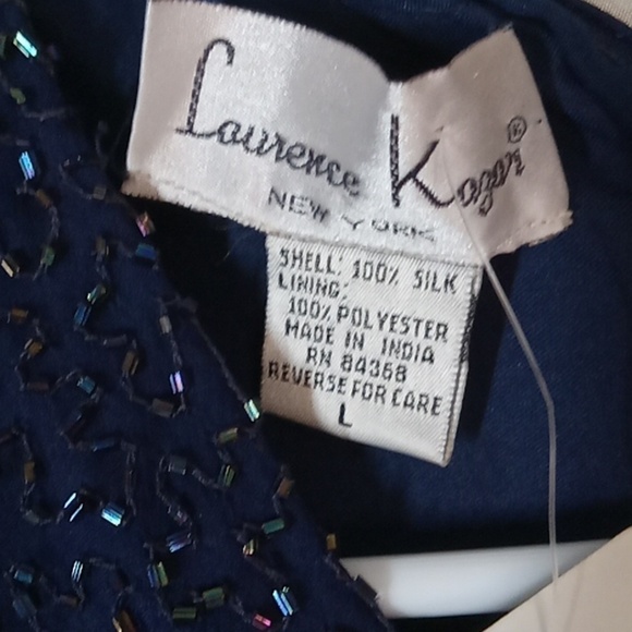 Lawrence Kazar beaded silk/polyester women's dress blue size large - Picture 5 of 11